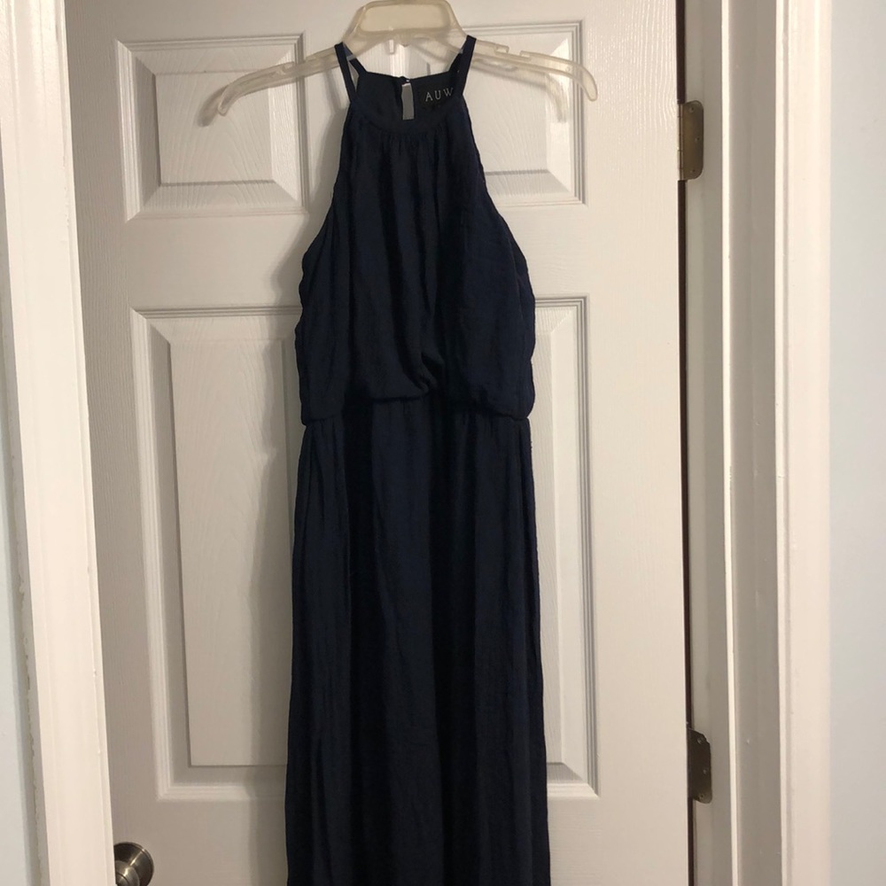 Navy Halter Maxi Dress